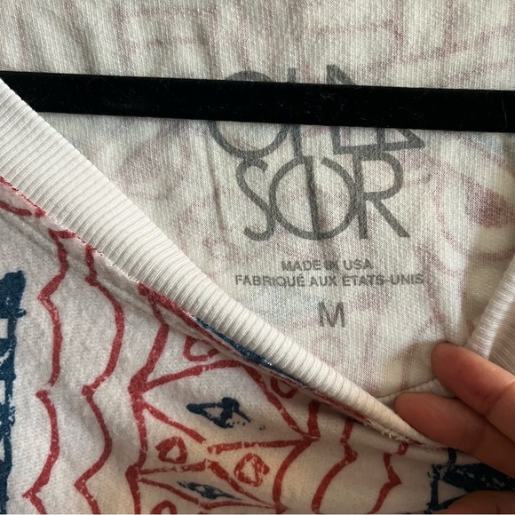 Chaser Crewneck Pullover Sweatshirt Size Small in Blue-Red Graphic Print - Picture 6 of 7